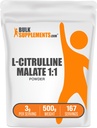 BulkSuplementos.com L-Citrulina Malate 1:1 Pó - Citrulina Pó, Aminoácido Suplemento - Sem sabor e Glúten Grátis - 3g por serviço, 500g (1,1 lbs) (Pacote de 1)
