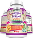 SAÚDE FRESCA Pílulas multi colagénio com Tipo I, II, III, V & X Peptídeos com Vitamina C, Ácido Hialurónico - Suporta Cabelo Saudável, Pele, unhas e articulações - 120 Cápsulas Kosher