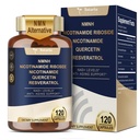 Totaria NMNH (Dihidronicotinamida Mononucleotídeo), NMN Suplemento Alternativo w/Niacinamida (Vitamina B3), Quercetina, Trans-Resveratrol, Suporte NAD+, Saúde da Célula da Pele*, Antienvelhecimento & Energia, 120 Caps