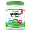 Orgain Organic Vegan Protein Powder, Natural não adoçado - 21g de proteína vegetal, 4g de fibra prebiótica, carboidratos líquidos baixos, Sem ingredientes de lactose, Sem açúcar adicionado, Não-GMO, Para batidos e smoothies, 1,59 lb