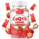 Pastilhas CoQ10 400mg Coenzyme Q10 Suplemento para Adultos, Coq10 de alta absorção mais Omega-3, Magnésio, Vitamina B3 e Zinco para Energia Celular e Antioxidante, Morango Flavor 60 Contagem