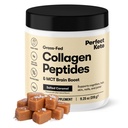 Perfeito Keto Collagen Peptides Protein Powder com óleo MCT, Colágeno hidrolisado, Suplemento Tipo I & III, Gluten Free Grass Feed, Low Carb, Keto Cafe Creamer, Colágeno para Mulheres e Homens, Caramel salgado