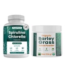 Cápsulas de espirulina e chlorela Teaveli e Cevada Orgaic Juice