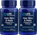 Extensão de vida cabelo, pele & unhas Colágeno Plus Fórmula, 180 comprimidos (Pacote de 2)