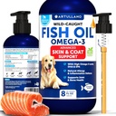 Óleo de peixe Omega 3 para cães - Melhor do que óleo de salmão - Pele e revestimento de defesa Suplemento líquido para alívio de alergia - alta EPA & DHA para derramamento, mobilidade, coceira, suporte à saúde conjunta e óssea - 8 FL OZ