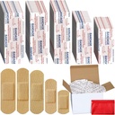 Lounsweer 2000 Pcs tecido adesivos bandagens Variety Pack Bulk Tamanhos variados flexível respirável tecido bandagens para família Primeiros socorros Wrap Finger Wound, Natural