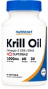 Nutricost Krill Oil 1000mg, 60 Softgels - Omega-3 EPA-DHA Krill Oil Supplement, com Superbakrill