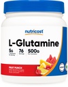 Nutricost L-Glutamina pó 500 Grams (Fruit Punch) - (76 Servos por frasco)