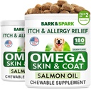 BARK & SPARK Omega 3 para cães - 360 Fish Oil Treats para Dog Shedding, Alergia da pele, Itch Relief, Hot Spots Tratamento - Saúde comum - Pele e casaco Suplemento - EPA & DHA ácidos gordos - óleo de salmão