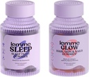 Lemme Sleep & Glow Bundle - Pastilhas de dormir, uma droga livre de ajuda noturna & Glow Biotin & gomas de cabelo de colagénio para cabelos fortes, grossos e descamação reduzida - glúten / gelatina livre, não-GMO - 60 Ct. Cada um