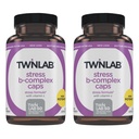 Twinlab Stress B-Complex Caps - Completo B-Complex e 1000 mg Vitamina C - Suplemento de suporte energético com cápsulas de vitamina B12 e B6-100 (Pacote de 2)