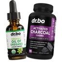 Orégano Oil Organic Liquid Drops & Charcoal Cápsulas - Óleo de Orégano Drops Tinture Extract & Charcoal Pills para Estômago Gás Limpeza Detox Imune Suporte, Binder Digestivo - Orgânico