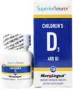 Fonte superior Vitamina D3 400 UI - Dentes, osso e Imune Suplemento de suporte para crianças - Não-GMO - 100 comprimidos microlinguais dissolvíveis