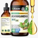 BIO KRAUTER Ashwagandha Liquid Drops - Suplementos Ashwagandha para a calma - Vegan Mood Support Drops - Álcool & Açúcar Grátis - 4 Fl.Oz.