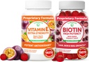 Pacote de pastilhas de Vitamina E e Biotina Lunakai - 3000 mcg Gummies para Adultos Suporte Energético e Saúde Óssea - Vitaminas para Cabelo, Pele e Juventude