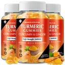 Gummies de Curcumina Turmérica (3 Pack) - Suplementos de Curcumina Turmérica com Gengibre e Pimenta Negra Gummies para Imune Muscle Support Pele saudável - Vegan, Sem glúten, Baixo açúcar - para adultos