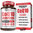 Benevolent Pure CoQ10 200mg Softgels com BioPerine® para Absorção Max, Ubiquinone Coenzyme Q10 Suplemento para Saúde do Coração, Produção de Energia, Envelhecimento Saudável e Apoio Antioxidante, 100 Softgels