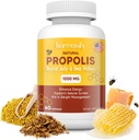 Bee Pollen Propolis Royal Jelly Extract com alfarroba, Pure Imune Support Supplement, Gluten-Free, Vegetarian Capsules, 1000 mg