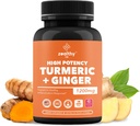 Cápsulas de Açafrão + Ginger 1200mg □ Conforto Conjunto, Suporte à inflamação e Saúde Digestiva* □ 180 Contagem □ Zealthy Life Suplemento de Ginger Turmérica de Alta Potência