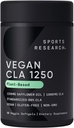 Pesquisa Esportes Vegan CLA - 1250mg com Ácido Linoleico Conjugado Ativo para Homens e Mulheres □ Não-GMO, Soy & Gluten Free - 80% (90 Softgels)
