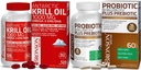 Bronson Probiótico 50 bilhões de UFC + Prebiótico com Apple Polifenóis & Abacaxi Extrac Óleo de Krill Antártico 1000 mg com Omega-3s EPA DHA