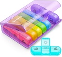 AUVON Organizador de comprimidos semanal 3 vezes por dia, grande caixa de pílulas de 7 dias 3 vezes por dia com recipiente separado, caixa de pílulas portátil para medicamentos, vitaminas, óleo de peixe e suplementos
