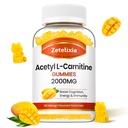 Acetil L-Carnitina Gummies, L-Carnitina Suplemento para Mulheres e Homens, Suplemento Nutricional para aumentar a energia, Imunidade e Saúde do Cérebro, Vegan, Não-GMO, Mango Flavor, 60 Contagem