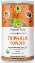 Pó orgânico Veda Triphala com Amla, Haritaki, Frutas Bibhitaki - 100% Natural Triphala em pó Ayurvedic - Melhora o suporte imunológico, Digestão, Limpeza de cólon, Saúde da pele - Vegan, Não-GMO - 16 onças