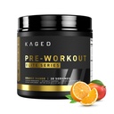 Pré-treino Kaged pó pré-treino Elite para homens e mulheres, alto estimulante para energia, foco, bombas, L-citrulina, Beta Alanine, Creatina e 388mg de cafeína orgânica, manga laranja