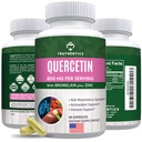 VERTENTICS Quercetin com bromelaína e zinco 1050mg - Premium Zinc Quercetin Supplements for Imune, Respiratory & Sazonal Support - Non-GMO, Gluten Free - 60 Cápsulas Veggie