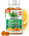 Zenwise Health Omega 3 Gummy Supplement - Suplemento Omega 3 arroto com DHA & EPA ácidos gordos para a saúde imune - óleo de peixe de origem sustentável, óleo de linhaça e vitamina E - 30 chicletes
