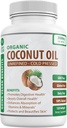 Cápsulas Oleosas Orgânicas de Coco 2000mg - 100% Virgem Extra, Frio Pressionado para Pele Saudável, Crescimento de Cabelo Extra, Cuidado com as unhas, Impulsor Cerebral - 120 Softgels - Pílulas Puras e Não-GMO Não-Refinadas - Rico em MCT
