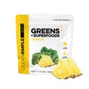 Limpo simples come Super Greens Pó, naturalmente sabor verde pó com chlorela, espirulina, superalimentos e fibra prebiótica, sem ingredientes artificiais, sem glúten, sabor verde tropical, 30 Srvg
