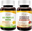 Lovita Bee Propolis Cápsula & Premium Reishi Cogumelos Nutrientes Pacote. Suplemento dietético suporta melhor nutrição e bem-estar geral