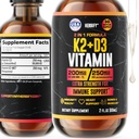 Vitamina D3 K2 Drops – Vitaminas líquidas para mulheres, homens e adolescentes - Suplementos de força óssea - D3 K2 Mt Vitaminas para suporte imunológico e saúde do coração - Vitamina D3 10000 Iu Liquid K2 Drops – 2 onças