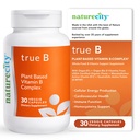 NatureCity True-B Com base em plantas Super B Suplemento Complexo Vitamina □Feita a partir de certificado Oráganic Whole Food Plant Fontes com folato ativo e vitamina B12 - (30 Cápsulas Veggie)