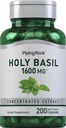 Piping Rock Holy Basil Cápsulas 1600 mg 200 comprimidos Extrato de Folha de Erva, Suplemento para Mulheres e Homens