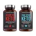 Vitamina Bounty Tune seu Keto e queimar no Keto Bundle - Keto Multivitamin, queima de calorias para mulheres e homens, Cetonas de framboesa Premium, Suporte Energético - Bundle 60 cápsula cada