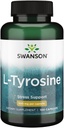 Swanson L-Tirosina - Suplemento Aminoácido Promovendo o suporte ao estresse, função cognitiva e clareza mental - Ajuda a apoiar a saúde geral do cérebro - (100 cápsulas, 500mg cada)