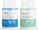 IBSolution Gut Health Bundle - Todos os suportes naturais à saúde do intestino e probióticos Premium w/ 40 bilhões de UFC para o apoio de Bowels Irregular, Bloating, Obstipação, Gás, Dor abdominal - 2 pacotes (120 caps)