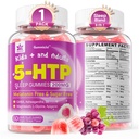 5HTP chicletes para adultos e crianças 8+, pastilhas de melatonina livre com glicinato de magnésio, GABA, L-Glycine, Ashwagandha, Vitamina B6 para deliciosos Zzzs, Cérebro & relaxamento muscular, 0 Açúcar 60 Contagem (Pacote de 1)