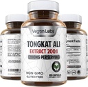 Vegan Labs Tongkat Ali 200:1 Extract, 1200MG Por Servings- 180 Vegan Cápsulas- Suporta Energia e resistência- Gluten Free, Suplemento de qualidade não-GMO Premium