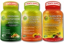Conjunto de suporte diário Imune & Antioxidant – Vitamina lipossómica C 1100mg Gel líquido + Glutationa lipossómica 500mg + Quercetina com bromelaína, zinco e mistura de alimentos inteiros – Não-GMO, Absorção Máxima