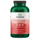 Swanson MultiOmega 3-6-9 - Não-GMO Flax, Borage & Fish Oil Cápsulas - Ácidos Gordura Essenciais Suportando Saúde Cardiovascular & Saúde do Cérebro - (220 Softgels, 2400mg Servindo)