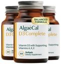 ALGAECAL 4-em-1 Vitamina D3 K2 Completo - ADK Suplemento Vitamina, Suporte Imune Melhorado e Saúde Óssea com D3 K2, A, & E - Bem-estar do corpo inteiro e força óssea, 60 Easy-Swallow Softgels