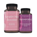 Nutrição de reserva Booster de cabelo queratina com Biotina e Resveratrol, Suplemento de crescimento de cabelo e unhas, 120 Cápsulas (60 Servings) & Resveratrol 500 mg, Suporta Envelhecimento saudável e sistema imunológico