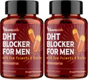 Bloqueador DHT para homens Suplemento de crescimento de cabelo com serra Palmetto & Biotin - Vitaminas de crescimento de cabelo - Recrescimento de cabelo - Suplementos de perda de cabelo natural Líquido-preenchido - Proprietário mistura de ervas (180 Cápsulas)