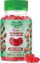 Vitamina D3 Jelly Bean Gummies para crianças, 25mcg/1000 UI Vitamina D, Suplementos Vegetarianos Nutricionais, 120 Feijão de Morango Explosão, Kosher