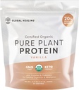 Vanilla Vegan cura global, pó de proteína baseada em plantas para mulheres e homens, orgânico, substituição de refeições (20 Servings, 20g de proteína)