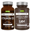 Vitamina D3 diária + Culturas ao vivo+ Lab4 Probióticos Bundle, 365 2000iu Comprimidos de Vitamina D3 + 25 Bilhões UFC Lactobacillus Acidophilus & Bifidobacterium com Prebiótico Não Bloating, por Igennus